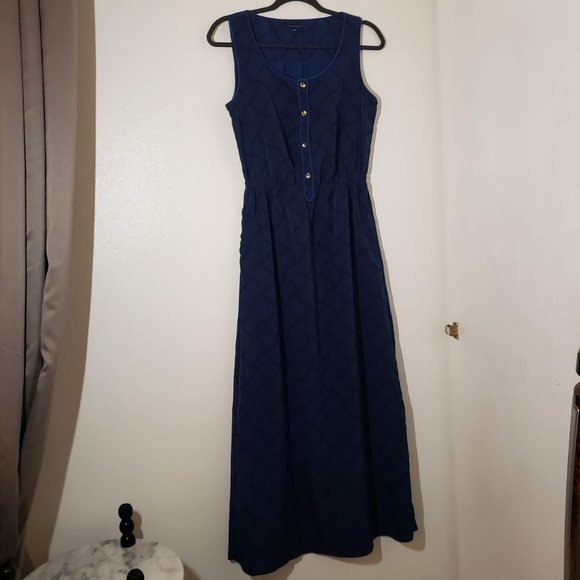 NEW Women's long Sleeveless polo Dress Maxi Size Small  Blue Black S Geometric - Picture 1 of 10